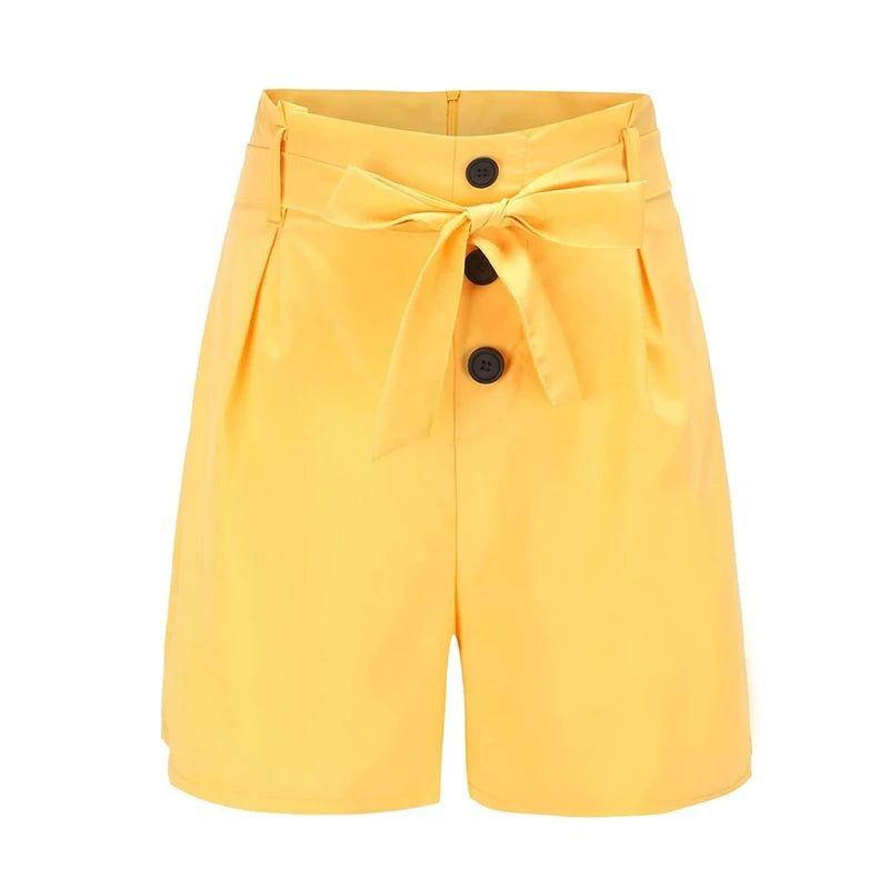 Y2K High Waist Button Shorts – Tie Waist Beach Shorts for Women - 3KDyn